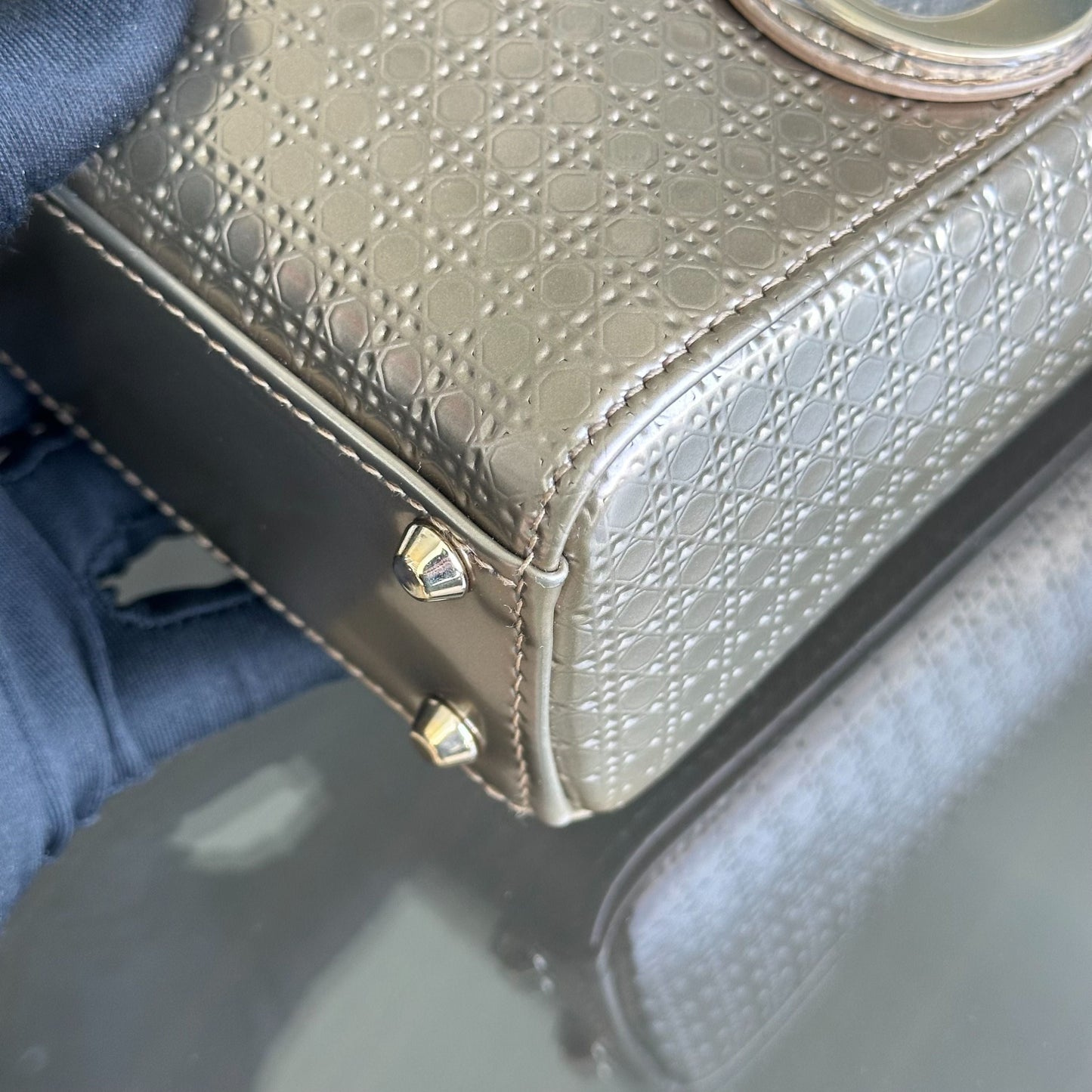 *Chain strap* Lady Mini Micro-Cannage Glazed Calfskin Gold GHW