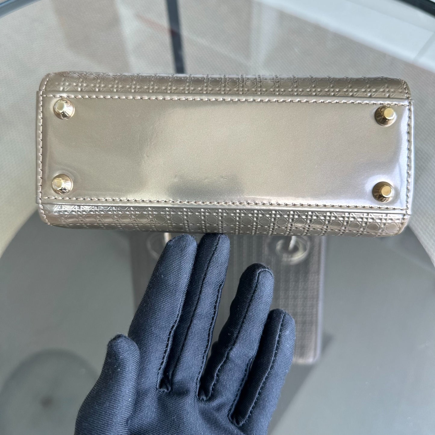 *Chain strap* Lady Mini Micro-Cannage Glazed Calfskin Gold GHW