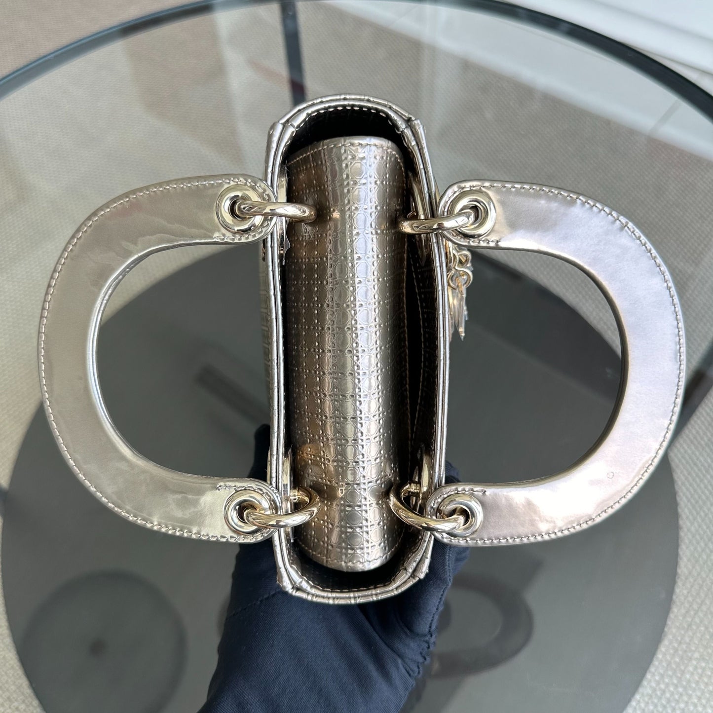 *Chain strap* Lady Mini Micro-Cannage Glazed Calfskin Gold GHW