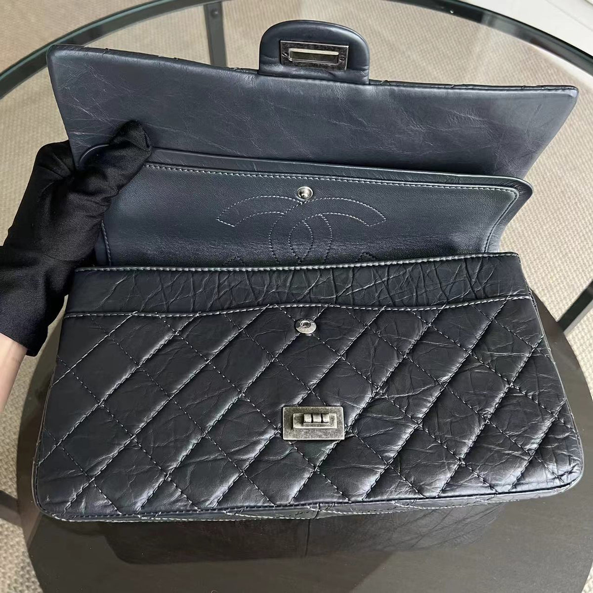 2.55 226 Reissue Quilted Calfskin Grey Gray Silver Hardware Series 16