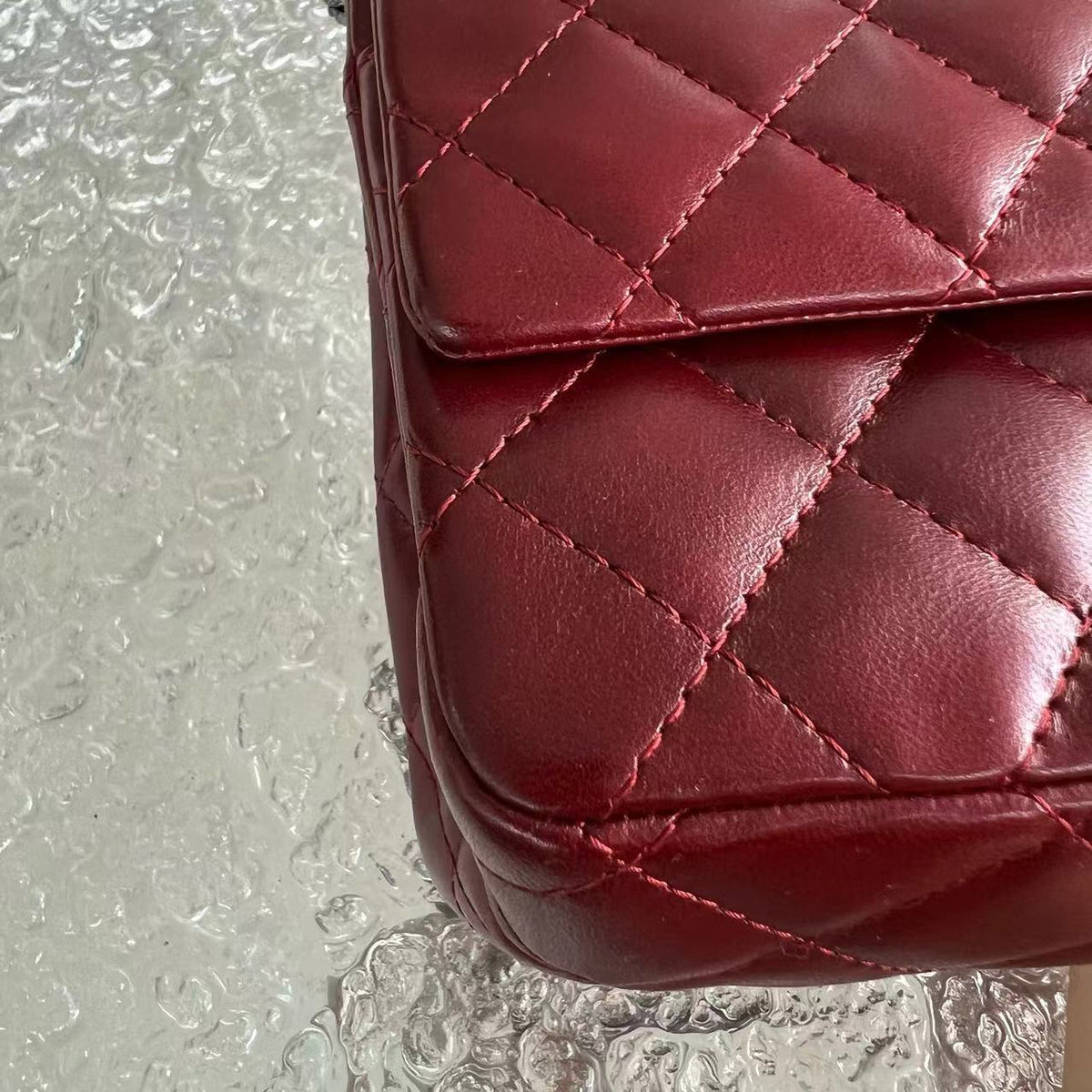 2.55 Reissue 226 Medium Quilted Glazed Calfskin Burgundy Silver Hardware Series 13