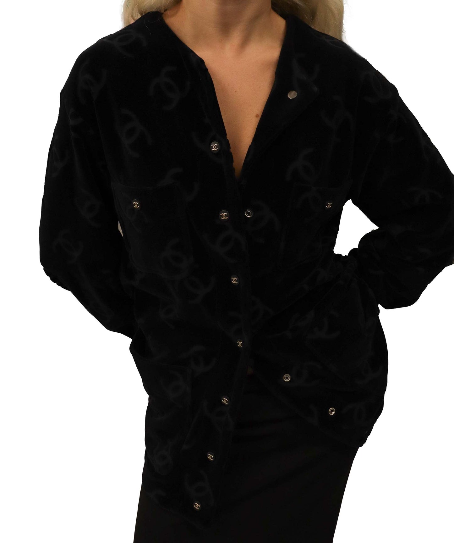 chanel black barbie velor top  DXBS2613