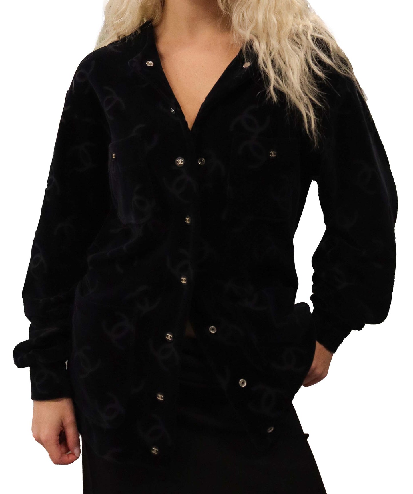 chanel black barbie velor top  DXBS2613