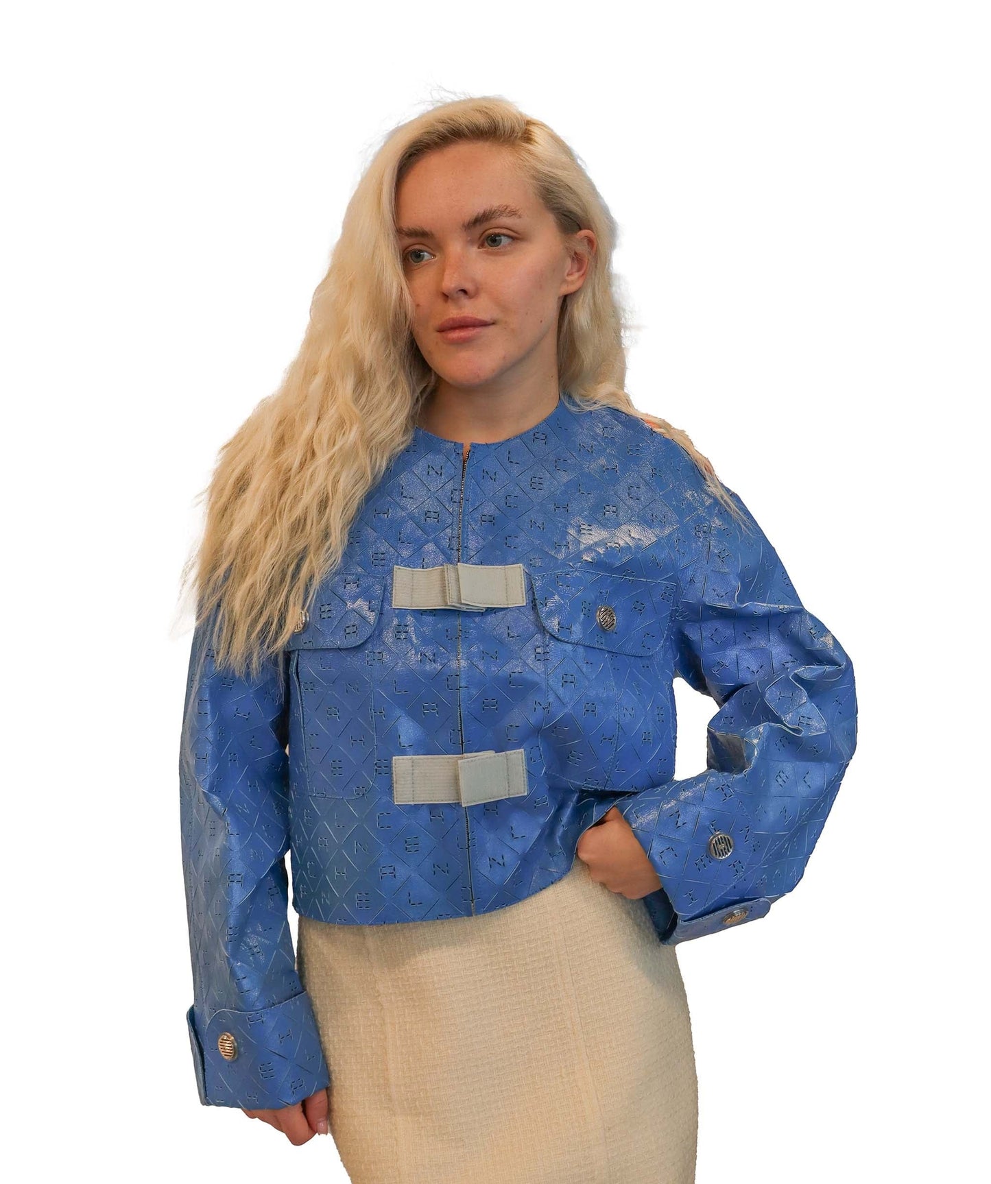 Chanel blue lambskin leather jacket P56438 DXBS2558