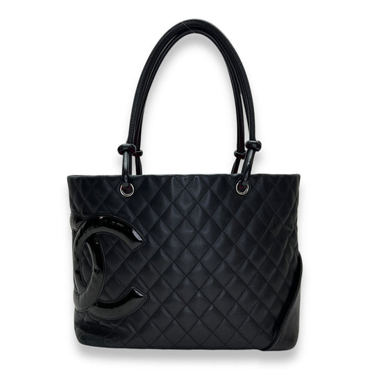 Chanel Cambon Tote Bag  Black in Lambskin , Silver Hardware S2408-000529CH