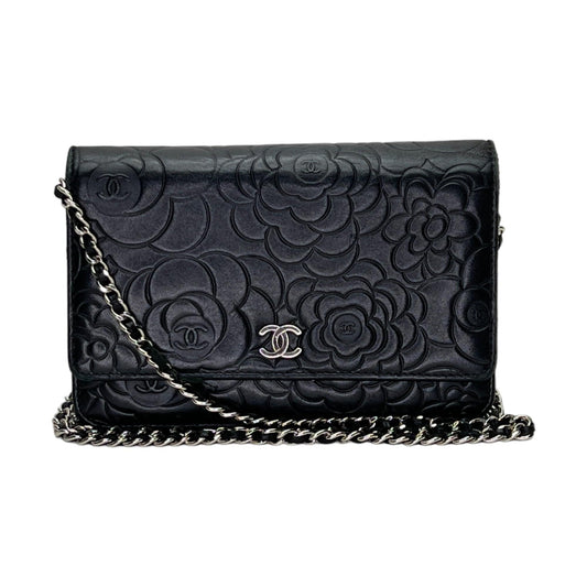 Chanel  Camellia Wallet on chain in Lambskin, Silver Hardware S2404002VZ