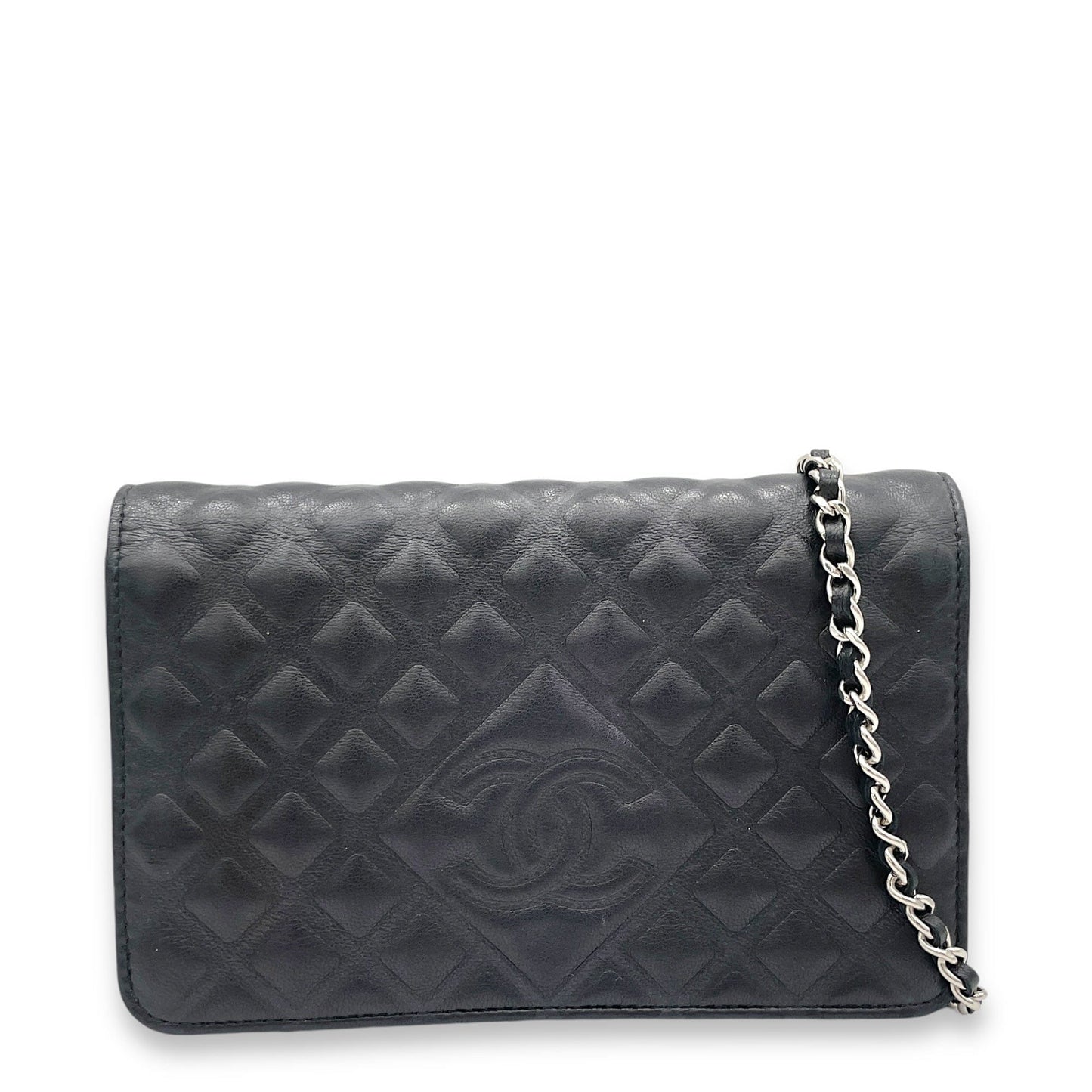 Chanel CC Black Wallet On Chain in Lambskin, Silver hardware C2409-001591AN