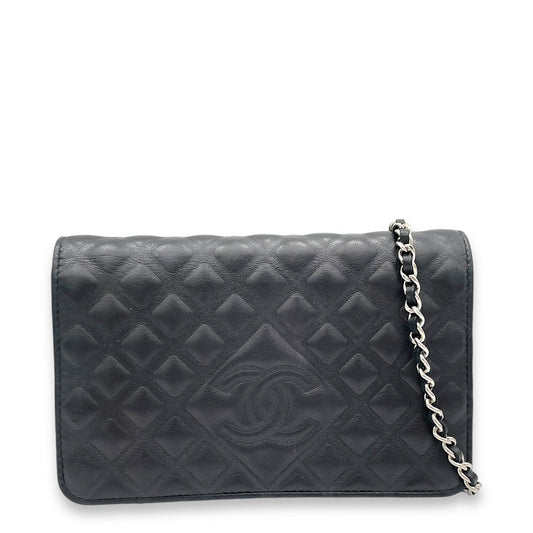 Chanel CC Black Wallet On Chain in Lambskin, Silver hardware C2409-001591AN