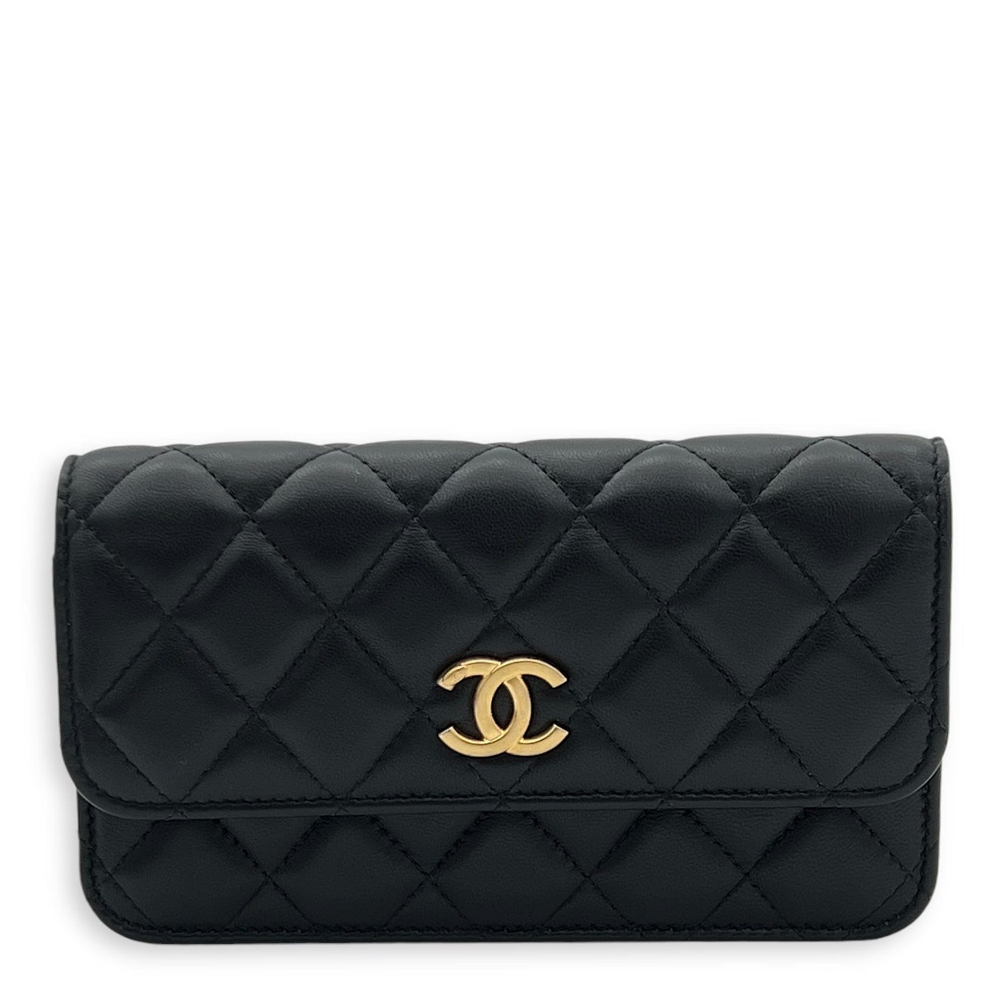 Chanel CC Phone Black Wallet On Chain in Lambskin, Gold hardware S2411-002683DT
