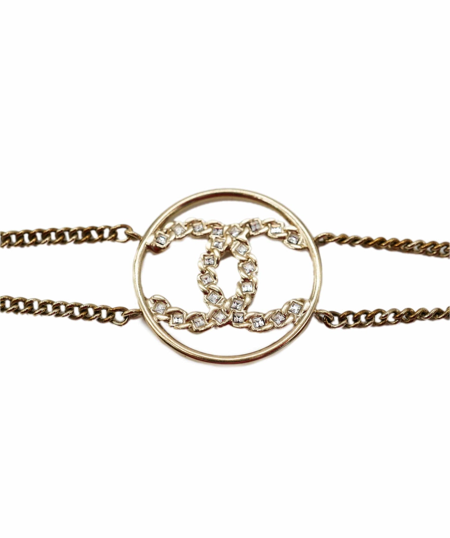 Chanel CC rhinestone gold bracelet ABL0050