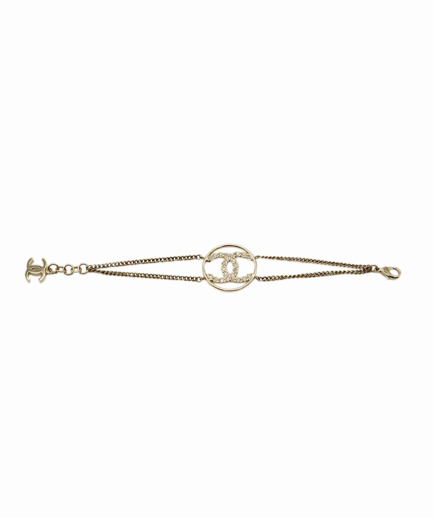 Chanel CC rhinestone gold bracelet ABL0050