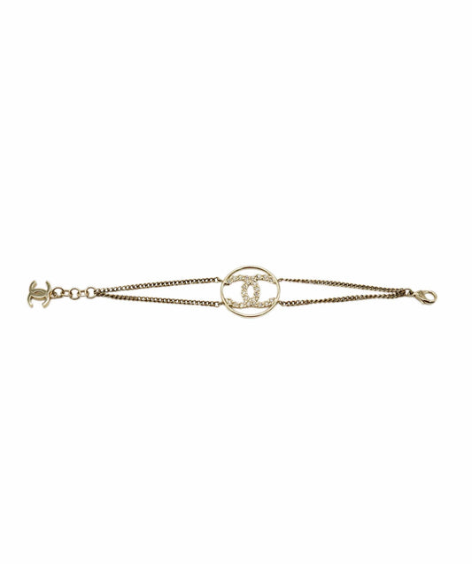 Chanel CC rhinestone gold bracelet ABL0050
