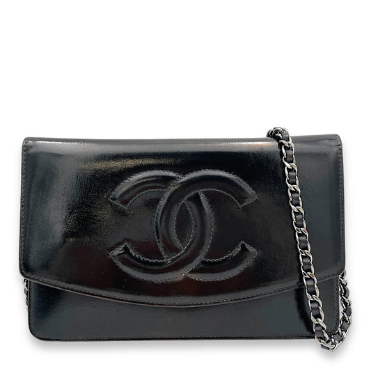Chanel CC Wallet On Chain Black in Patent Leather, Silver hardware C2409-001206AN