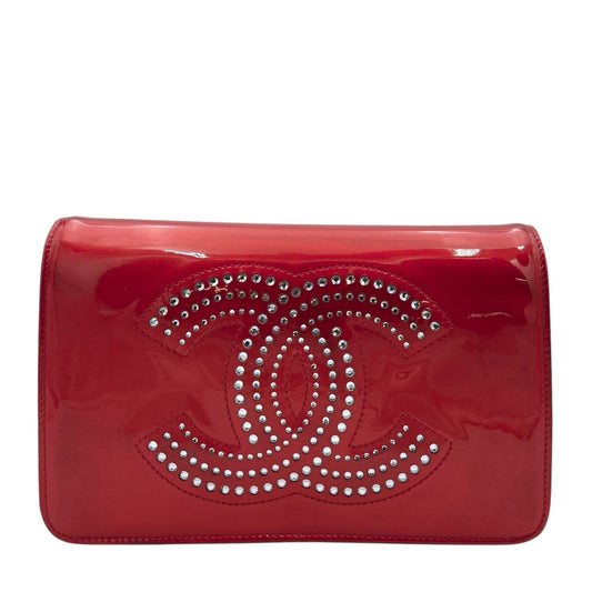 Chanel CC Wallet On Chain Red in Patent Leather, Silver hardware C2411-002445DT