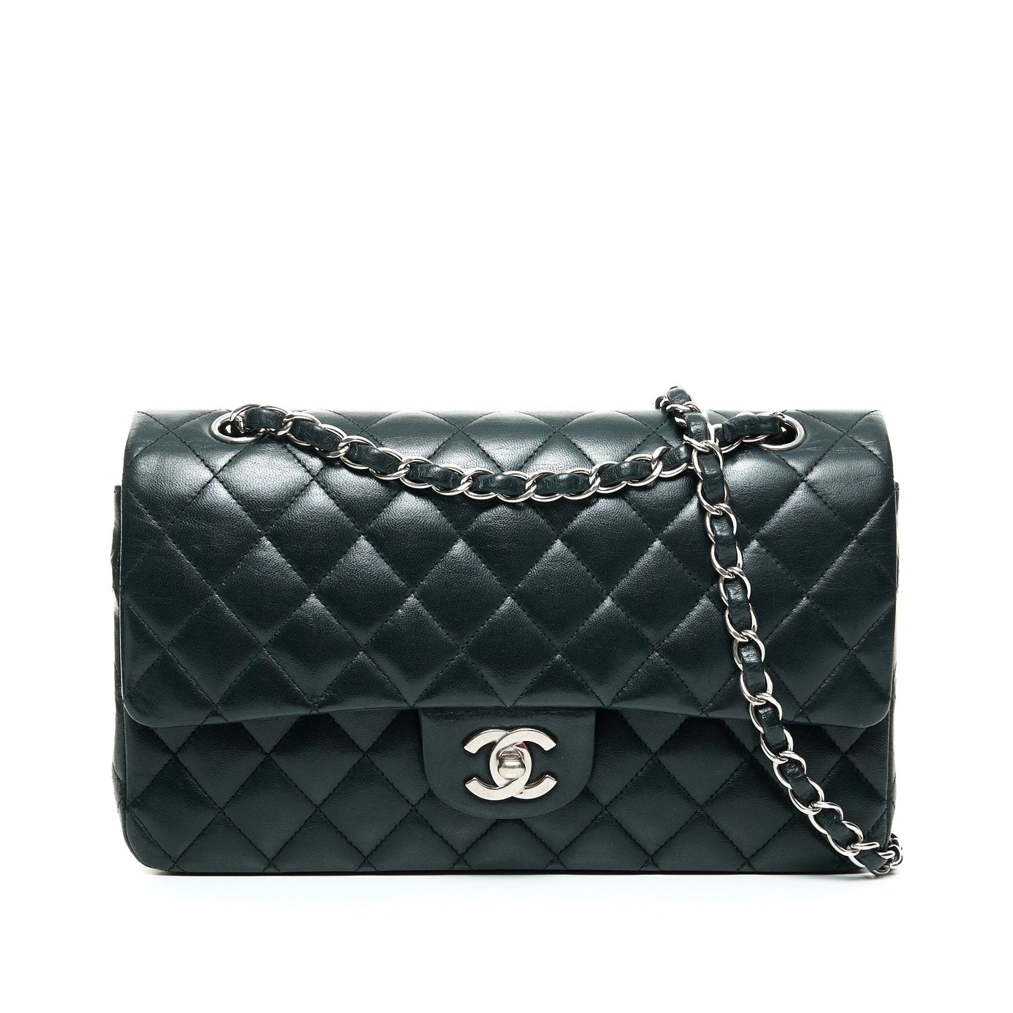 Chanel  Classic Double Flap Medium Shoulder bag in Lambskin, Silver Hardware C2310072AN