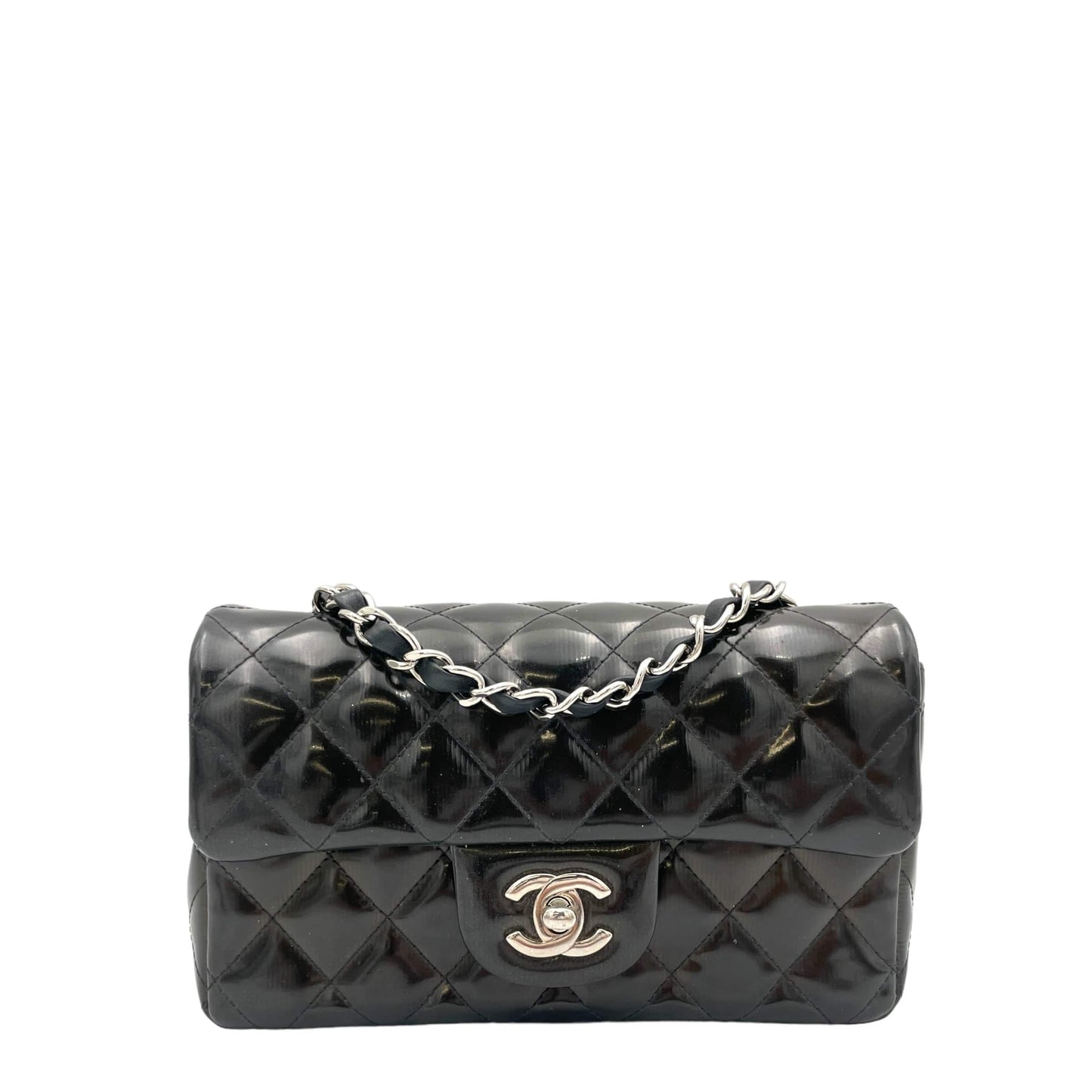 Chanel Classic Flap Gradient Black Crossbody Bag in Patent Leather, Silver hardware C2409-000802CH