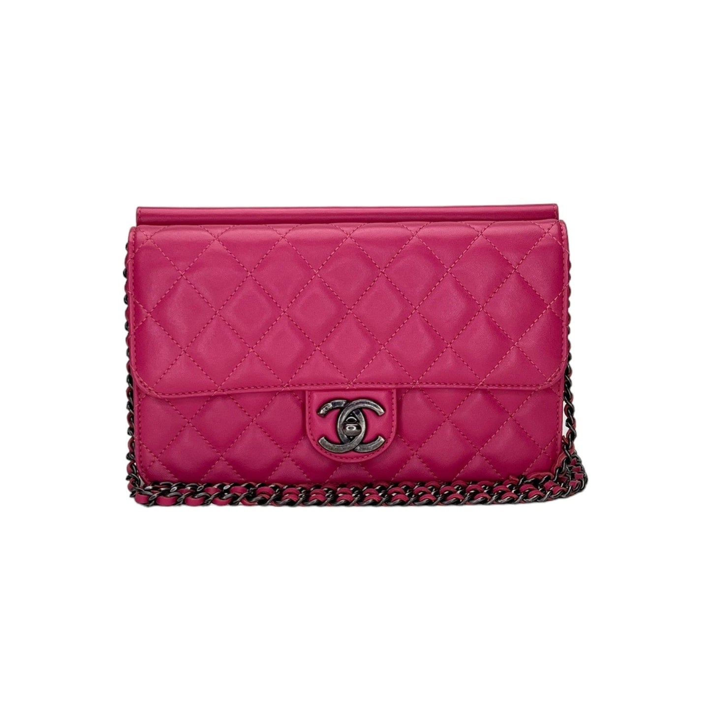 Chanel  Crossing Times Medium Crossbody bag in Lambskin, Ruthenium Hardware C2403171HM