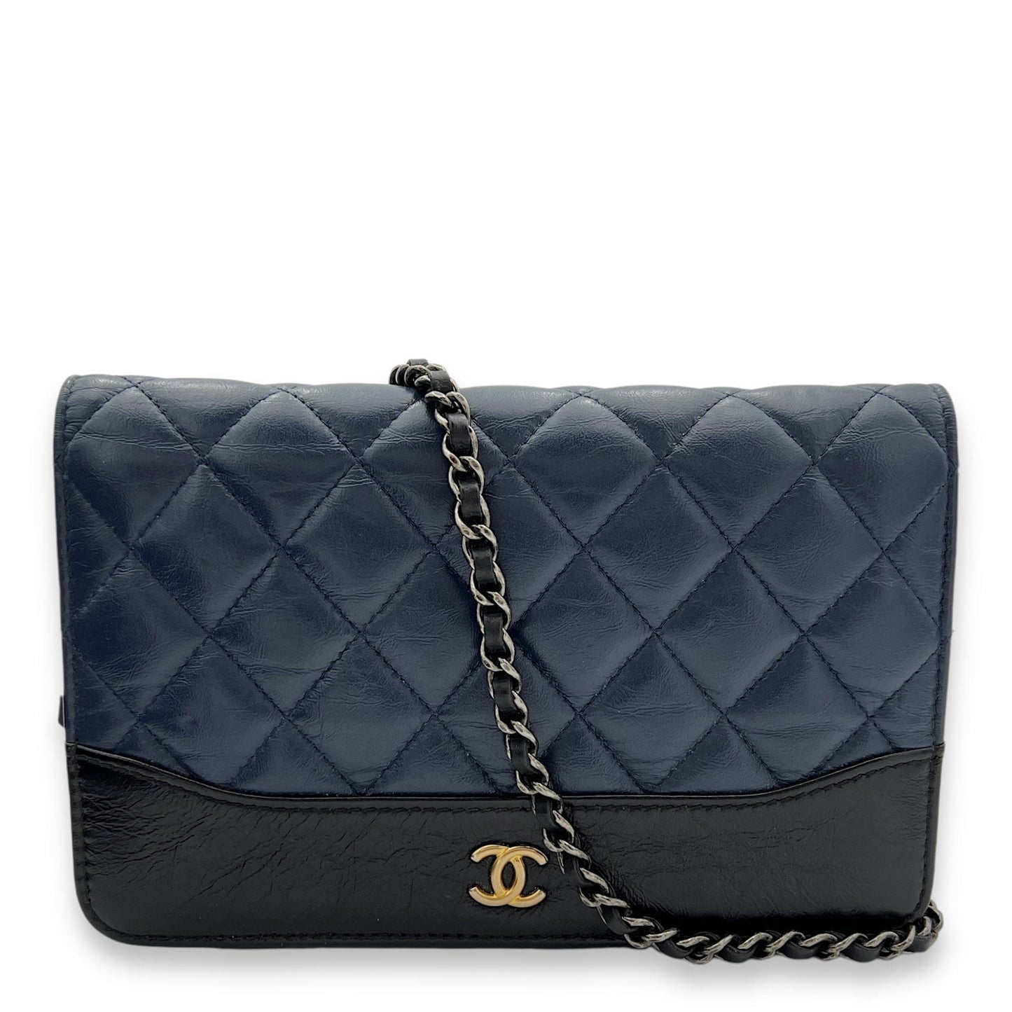 Chanel Gabrielle Blue Wallet On Chain in Calfskin, Gold hardware S2409-001505AN