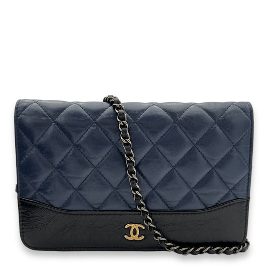 Chanel Gabrielle Blue Wallet On Chain in Calfskin, Gold hardware S2409-001505AN