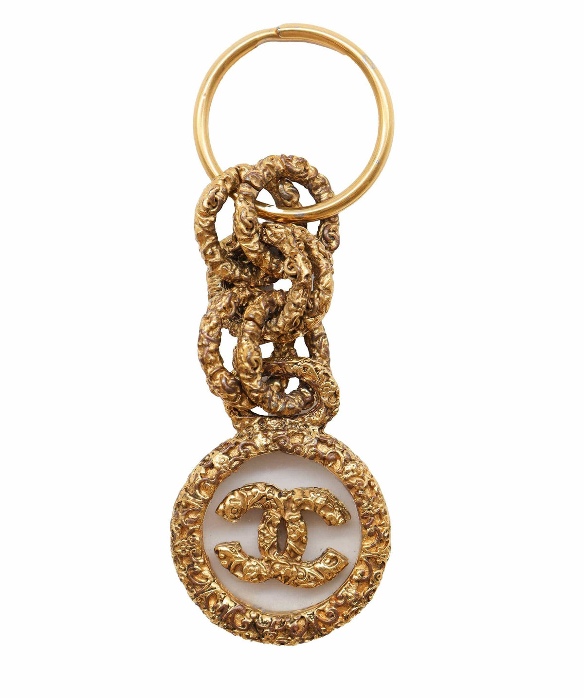 chanel gold cc glass keychain DXBS2591
