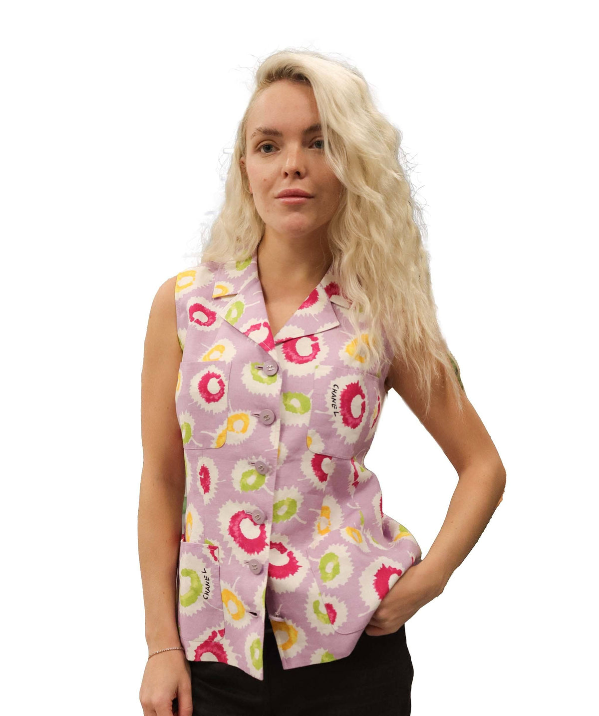 Chanel linen vest 97s coco logo P09006v05744 DXBS2539
