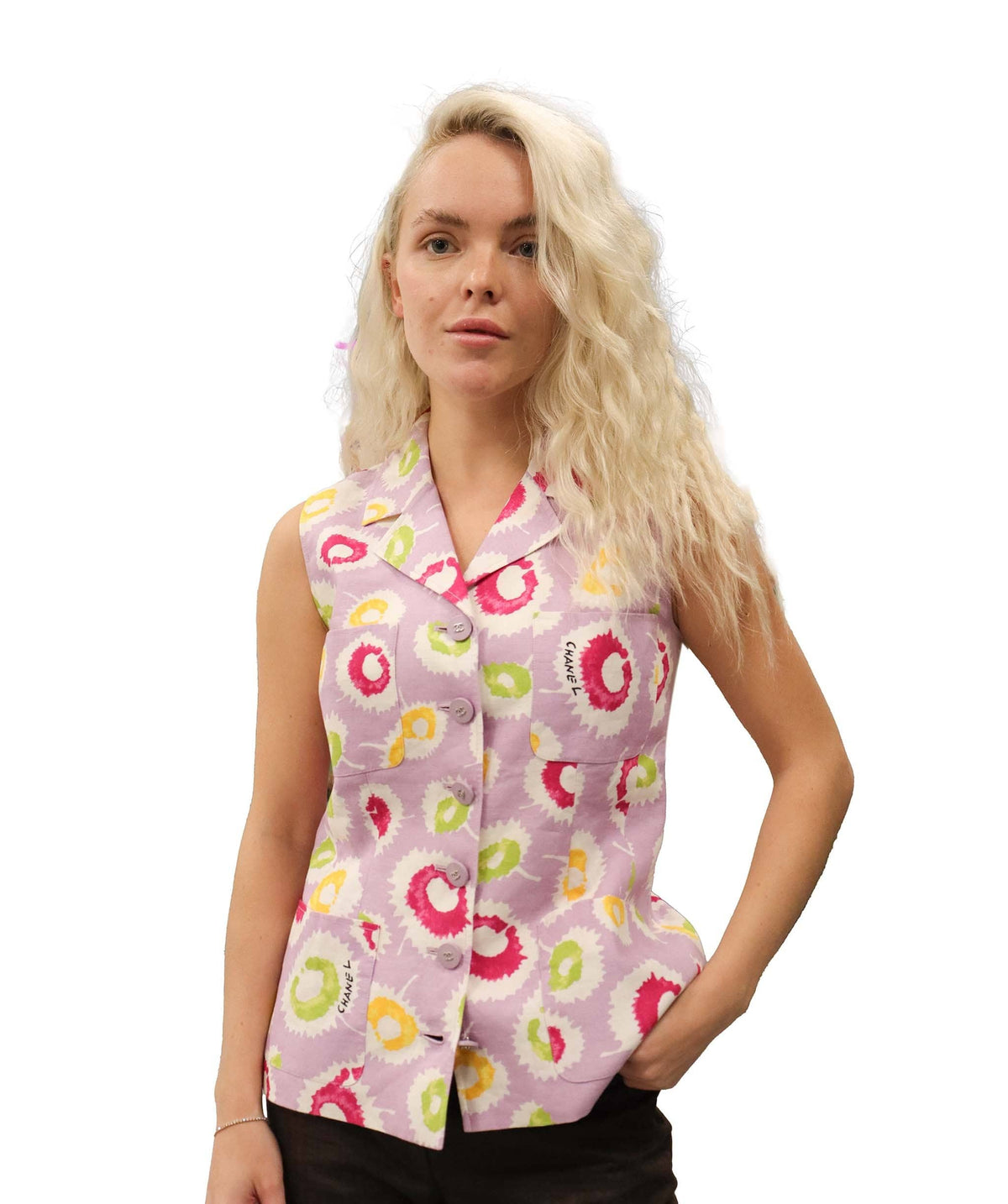 Chanel linen vest 97s coco logo P09006v05744 DXBS2539