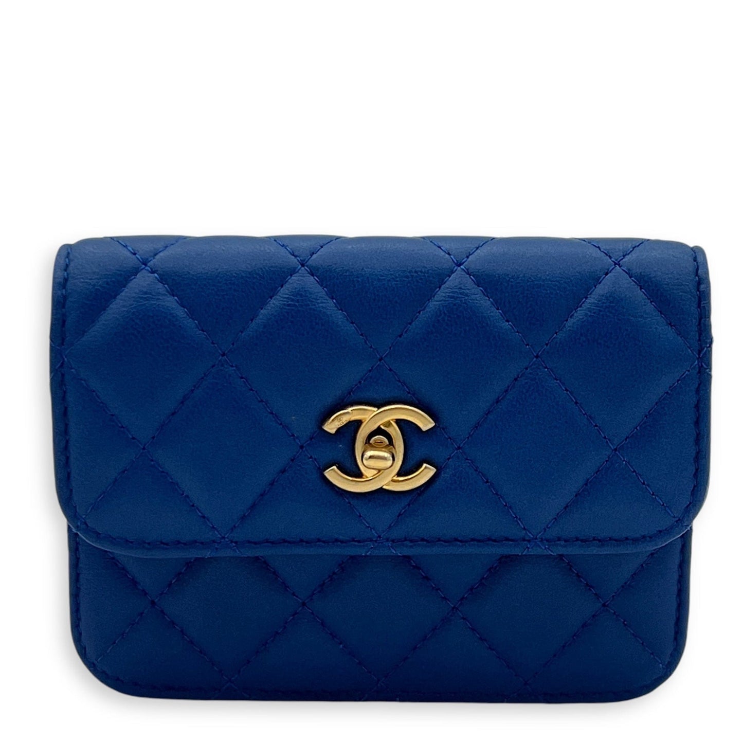 Chanel Pearl Crush Mini Blue Wallet On Chain in Calfskin, Gold hardware S2411-002684DT