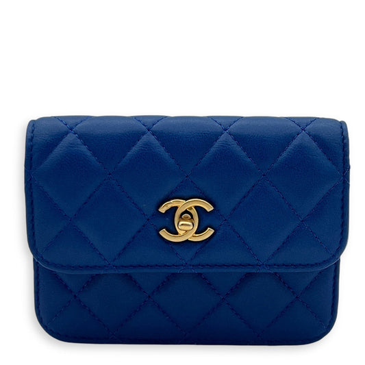 Chanel Pearl Crush Mini Blue Wallet On Chain in Calfskin, Gold hardware S2411-002684DT