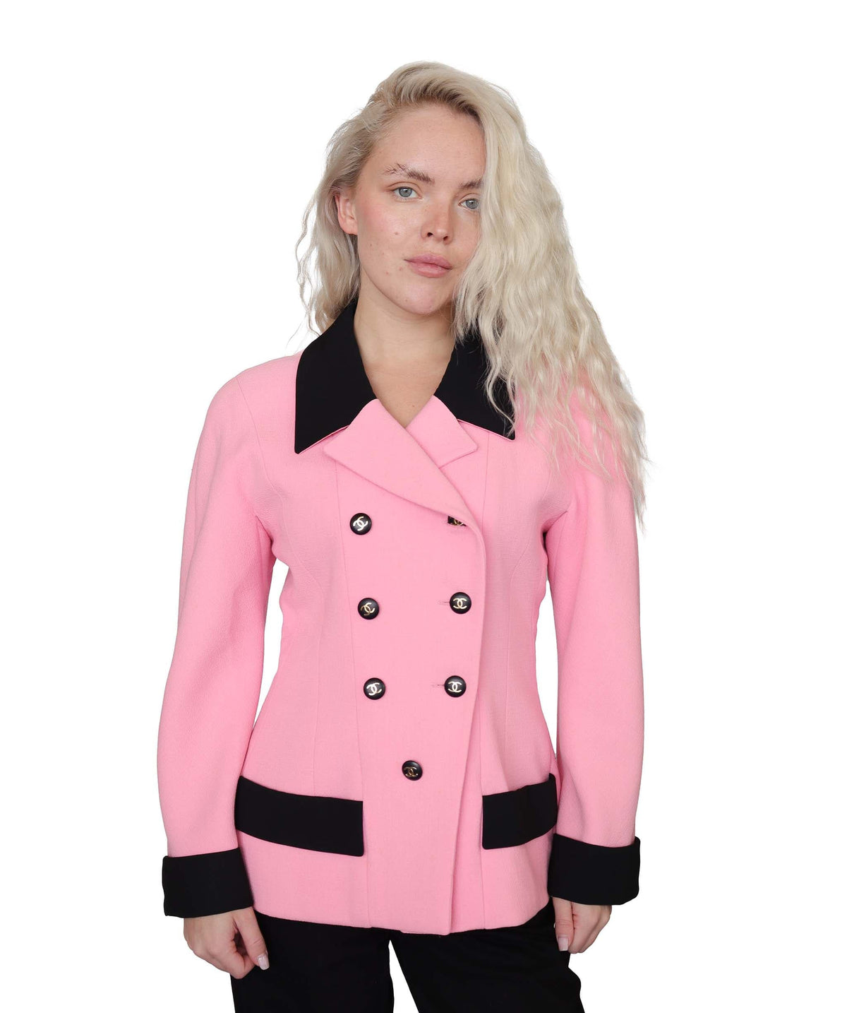Chanel Pink & Black Collection 25 CC Coco Mark Jacket Size 38 DXBS2562