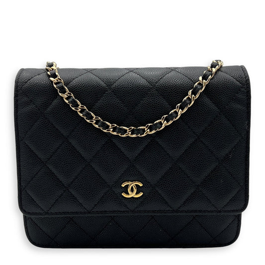 Chanel Quilted Black Wallet On Chain in Caviar Leather, Gold hardware S2410-002058VZ
