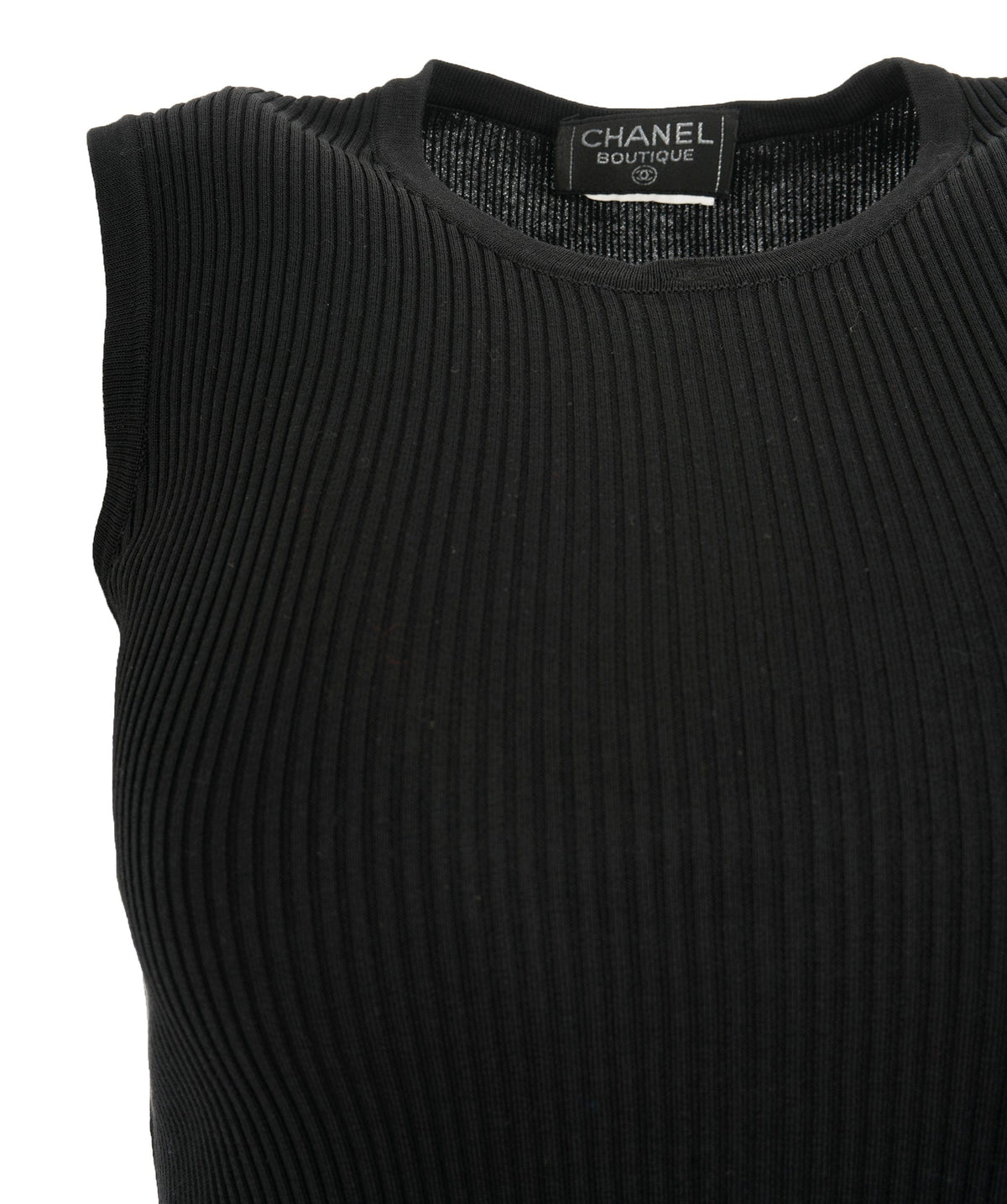 Chanel Rib Sleeveless Top Black DBXS2427