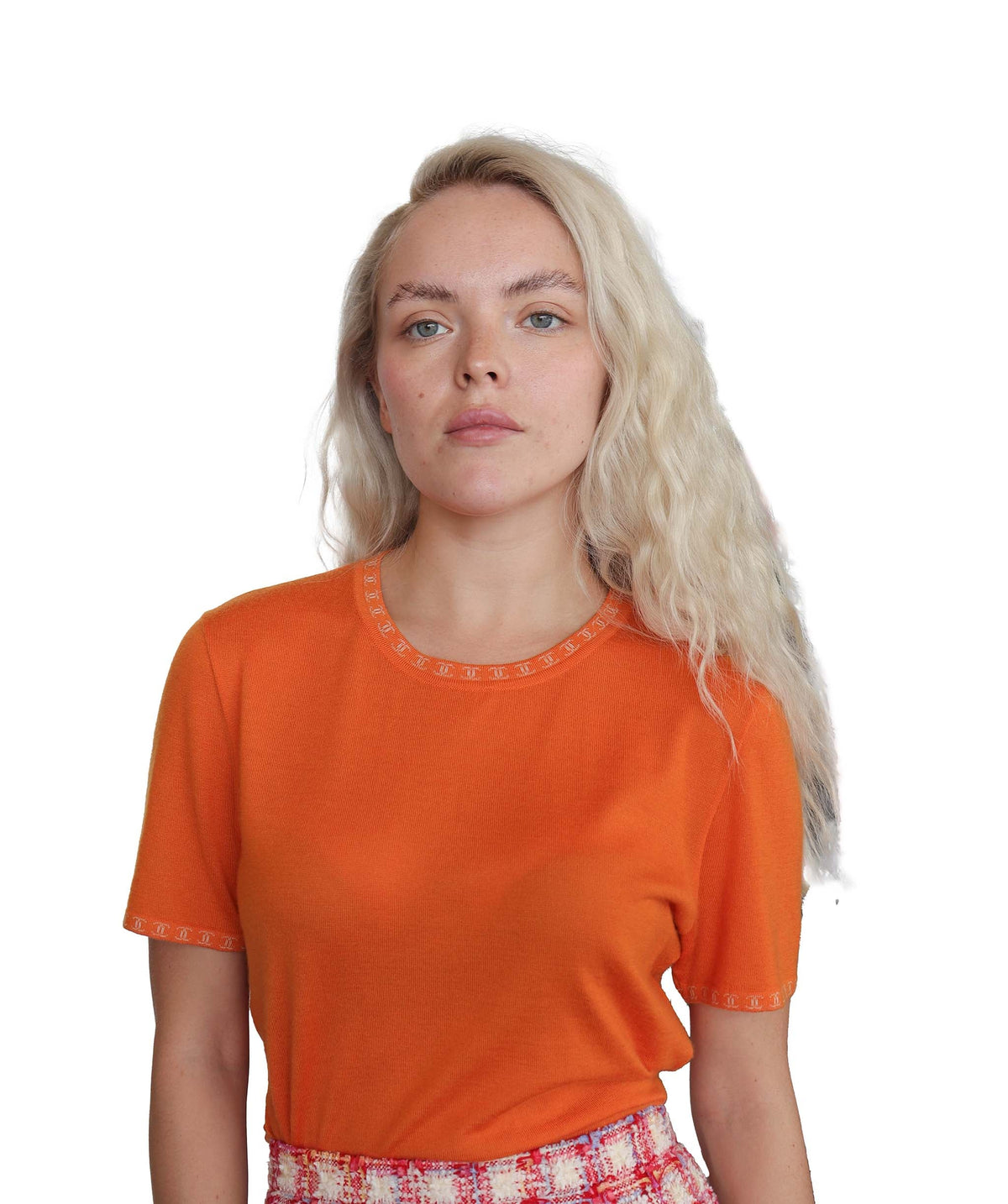 Chanel short sleeve coco mark orange DXBS2576