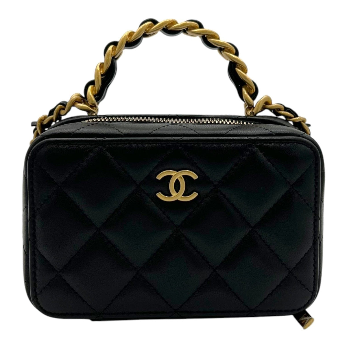 Chanel Vanity Top Handle Bag Black in Lambskin, Gold hardware S2411-002522CH