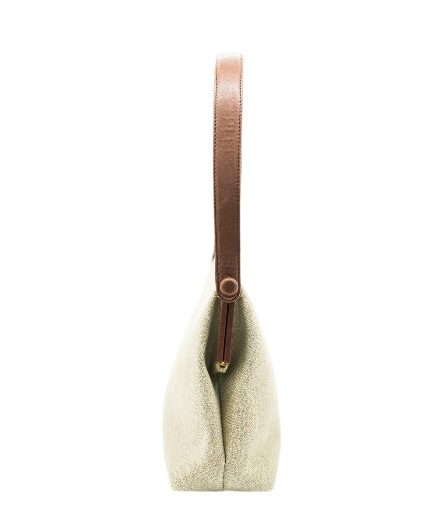 Chanel Vintage Beige Linen CC Frame Shoulder Bag DBXS3244