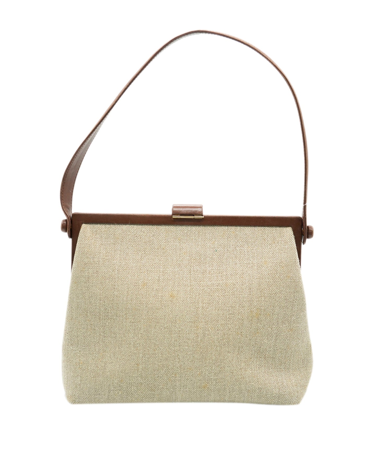 Chanel Vintage Beige Linen CC Frame Shoulder Bag DBXS3244