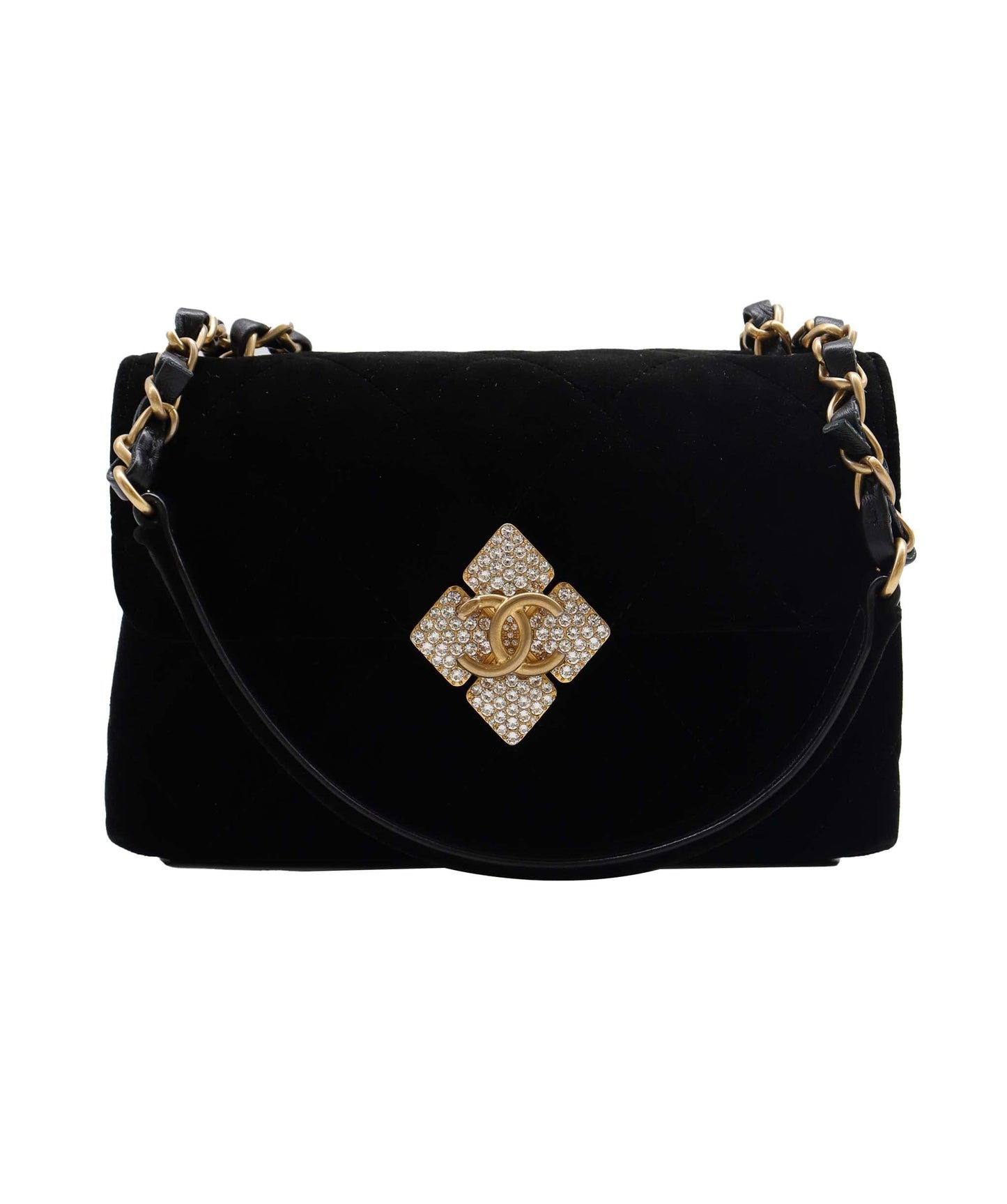 CHANEL VINTAGE VELOR RHINESTONE CHAIN SHOULDER -  DXBS2755