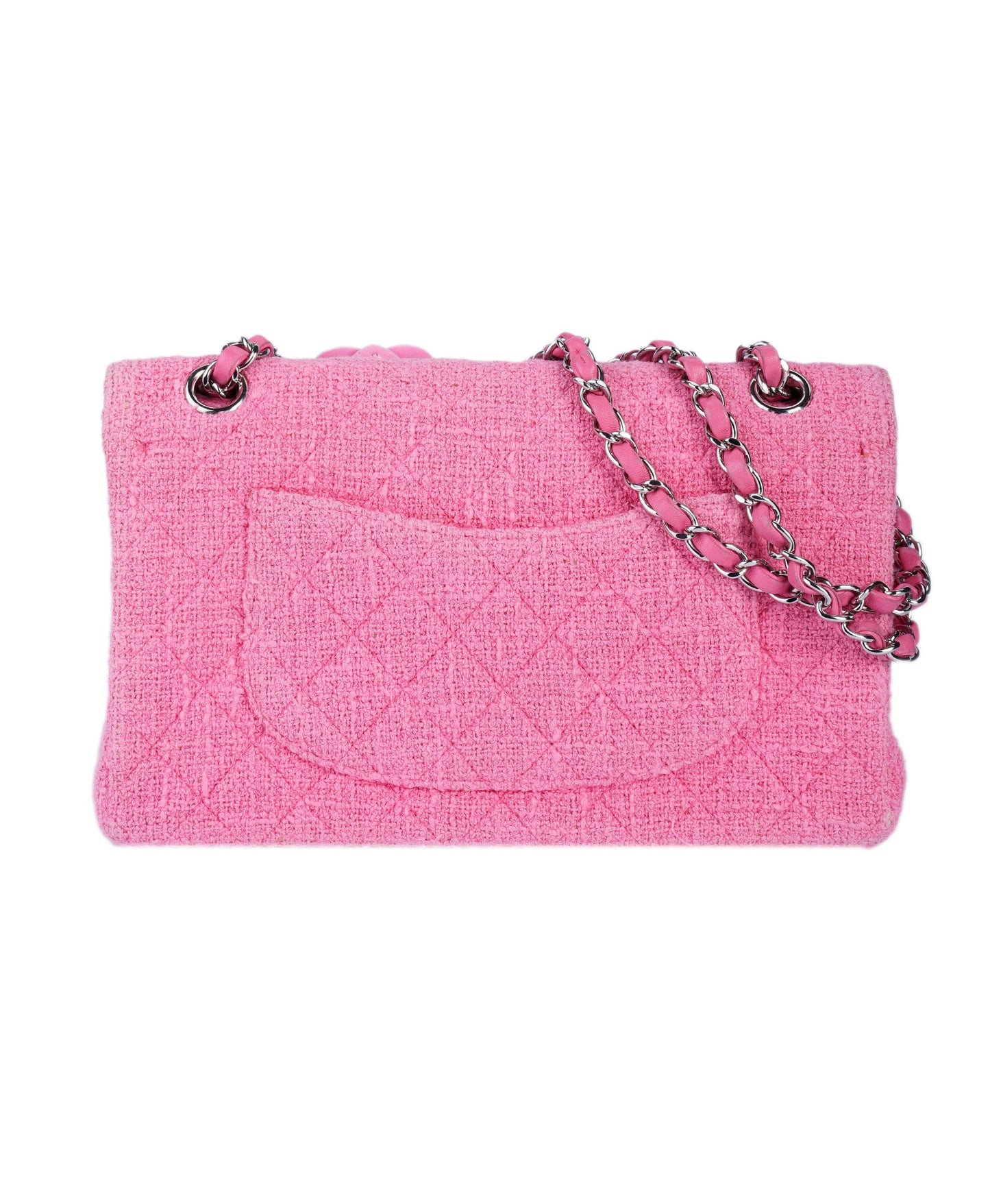 Chanel 2016 Tweed Medium Pink Flower Flap Handbag DBXS2988