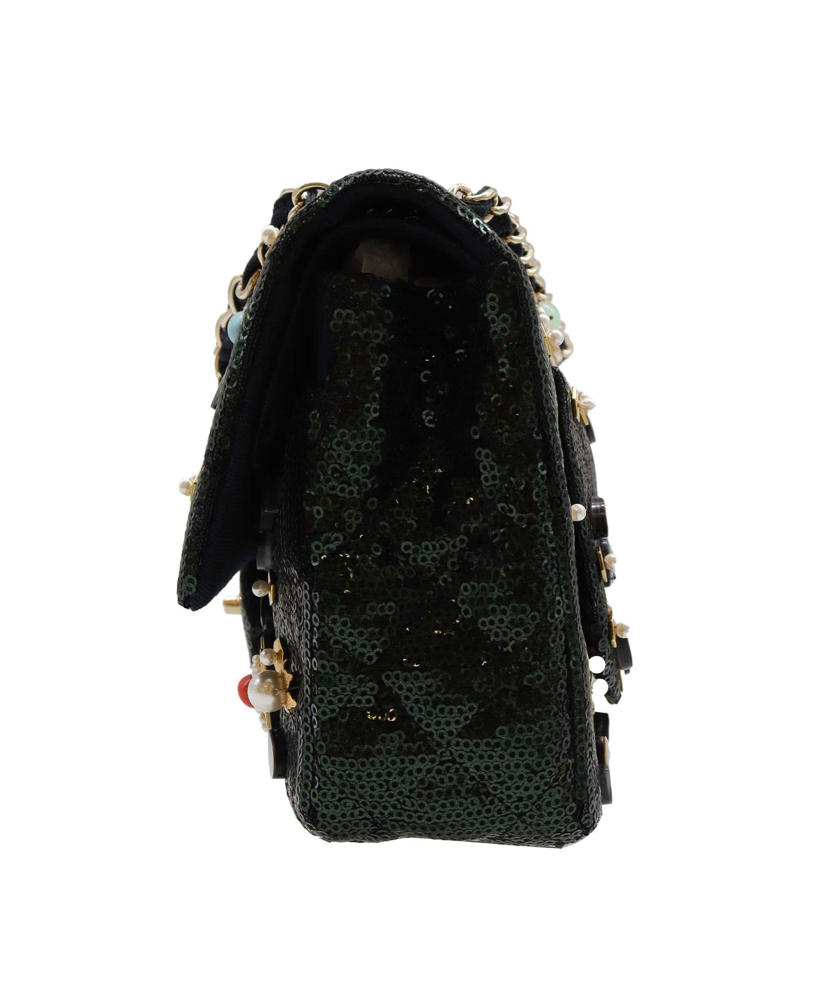 RTV Chanel Black and Green Embellished Classic Flap - DXBS2776