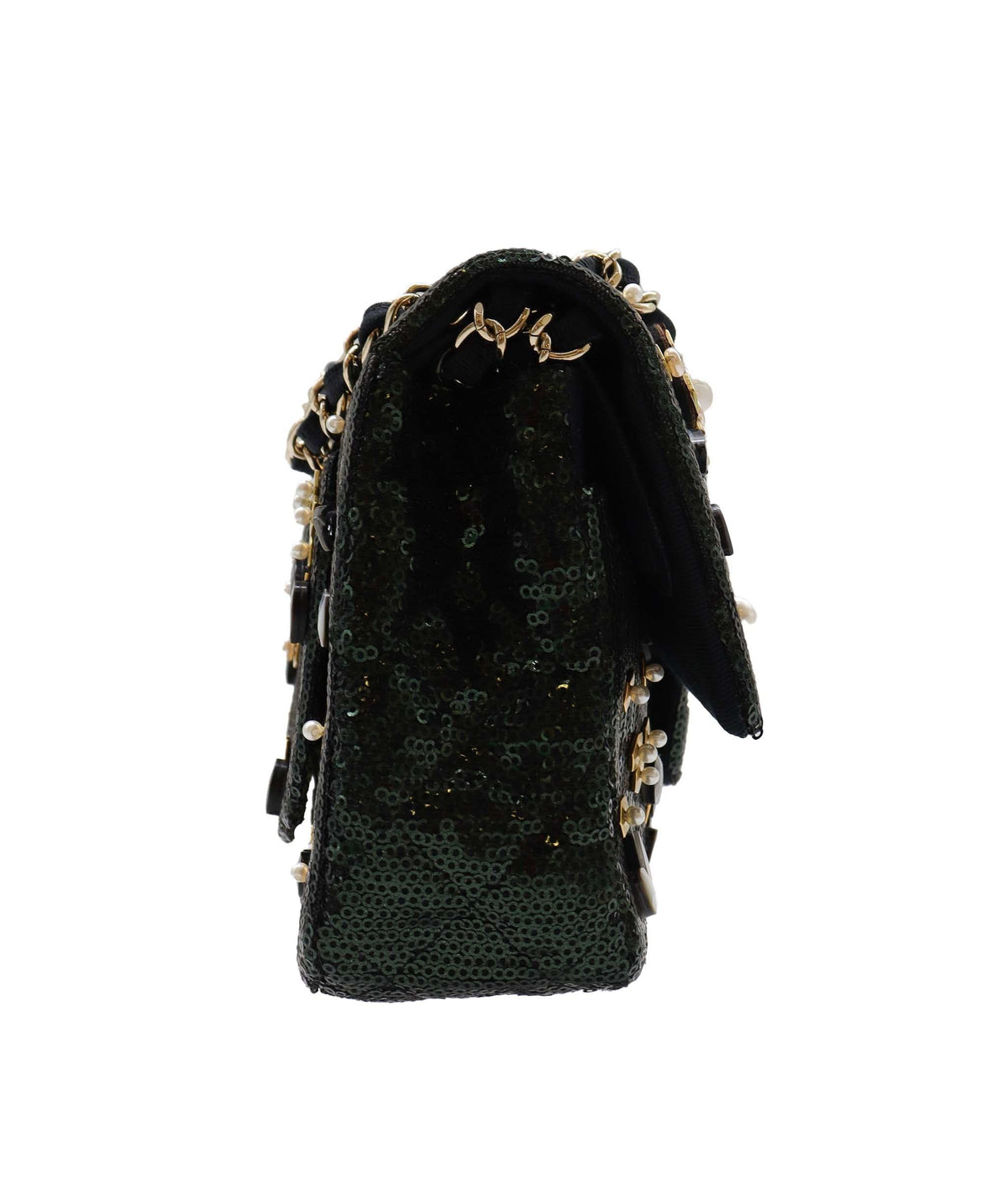 RTV Chanel Black and Green Embellished Classic Flap - DXBS2776