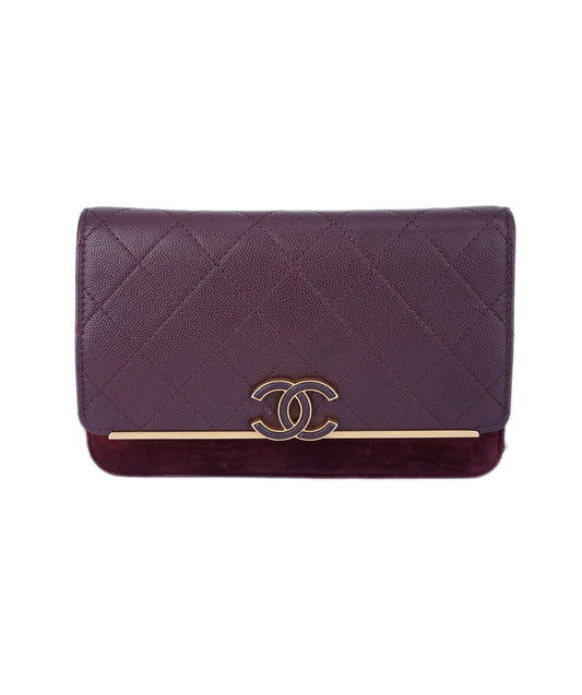Chanel Burgundy CC Suede Crossbody  ALL0869