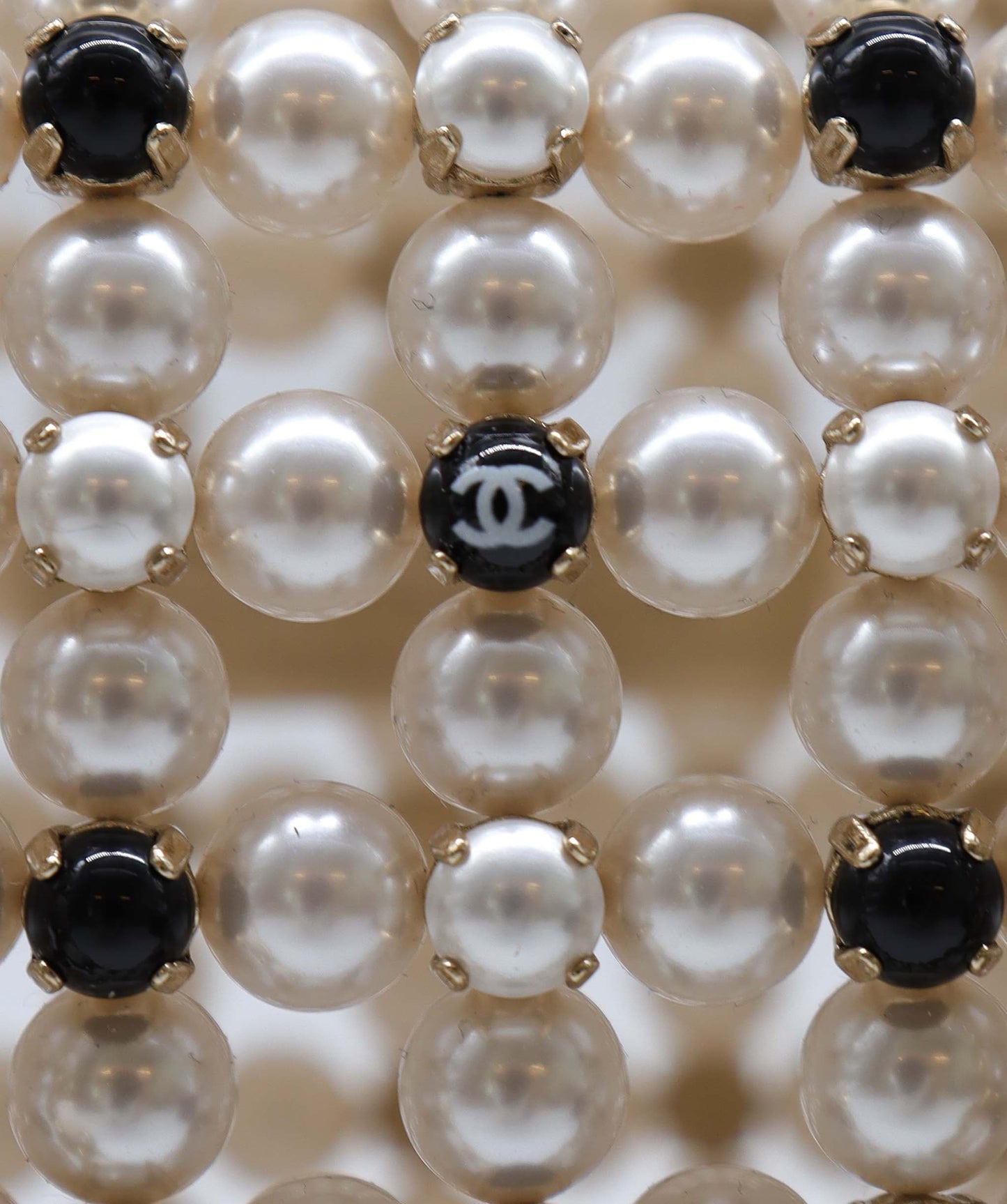 Chanel Caged Pearl Minaudiere Black White - DXBS2525