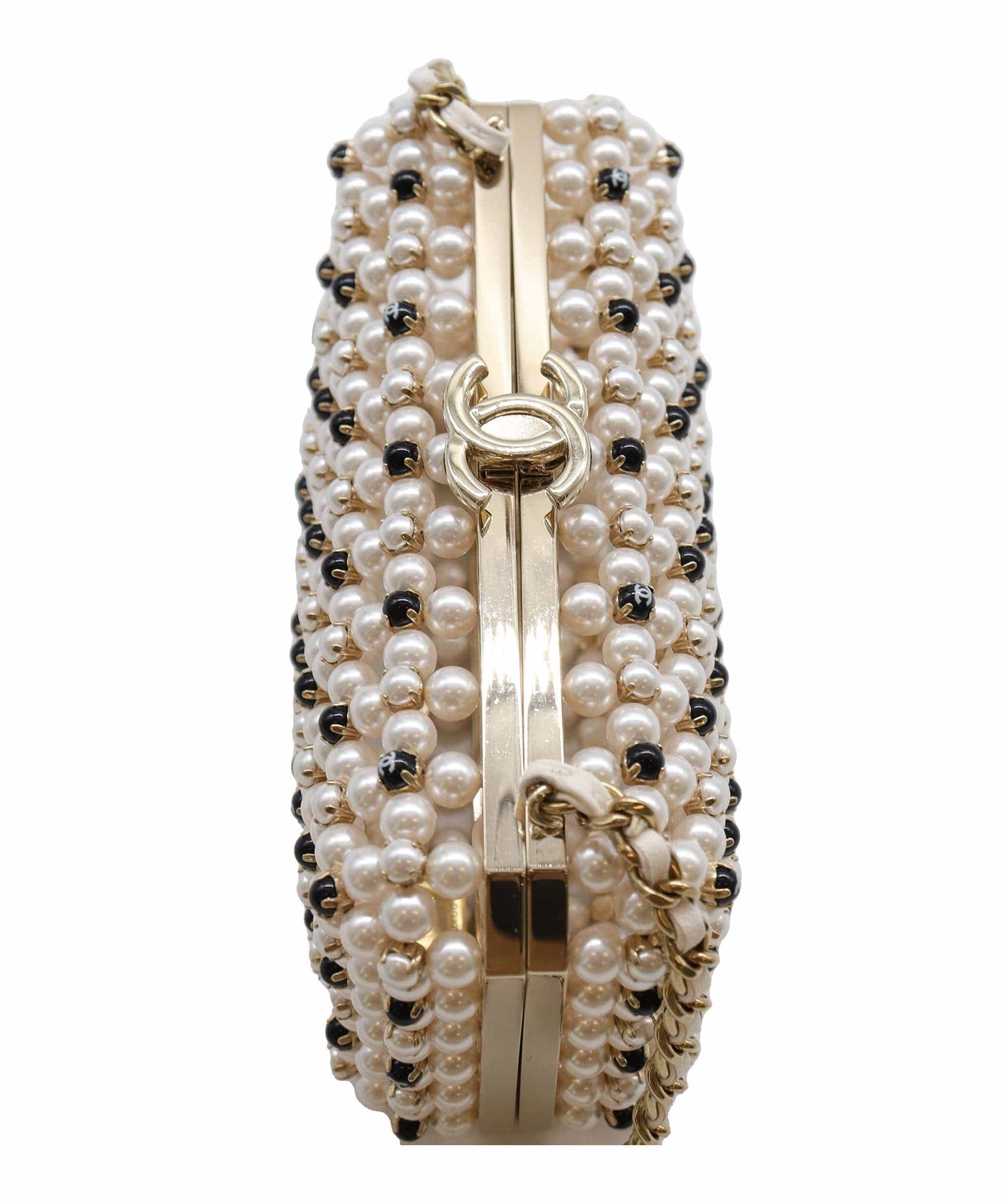 Chanel Caged Pearl Minaudiere Black White - DXBS2525