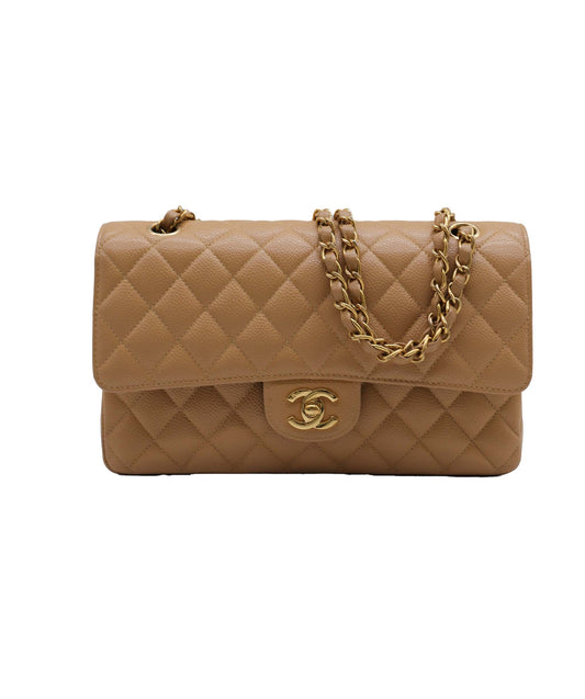 Chanel Classic Medium Caviar GHW Dark Beige DXBS2342