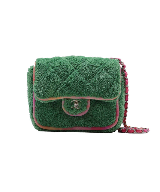 Chanel Green Towling Fluffy Flap Bag DXBK0324