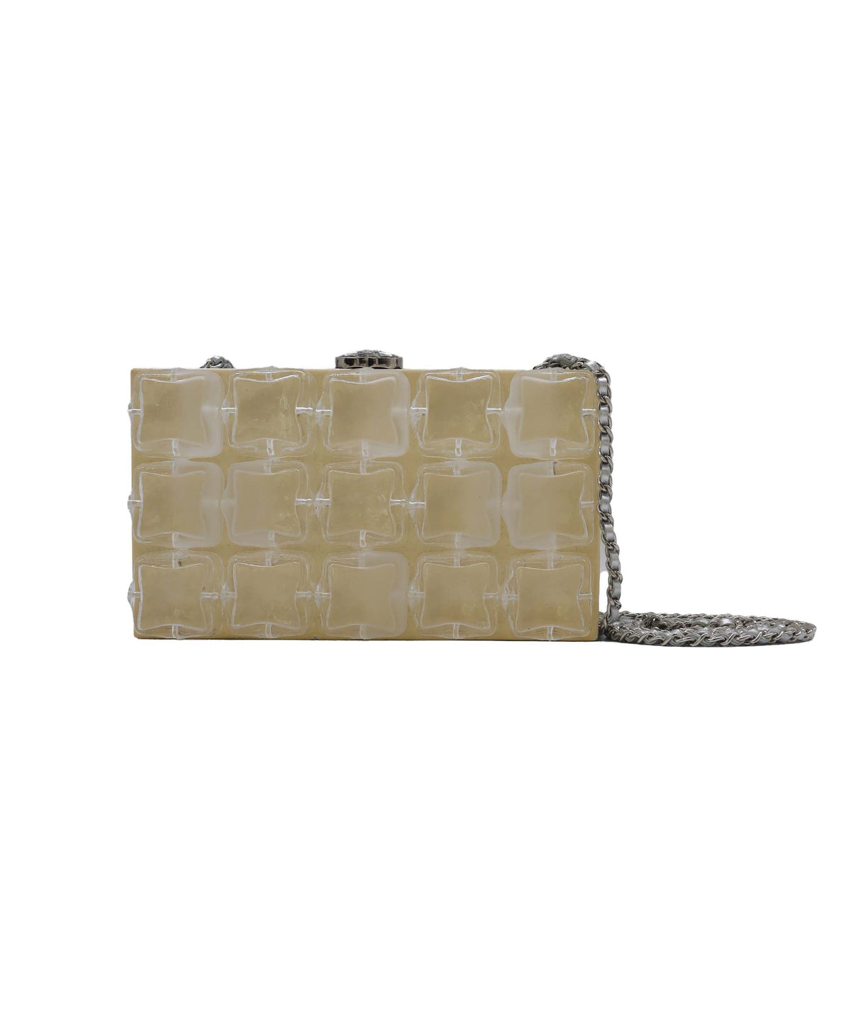 Chanel Ice Cube Clutch Bag Metallic silver Lambskin Silver hardware Series 14261040 DXBS3166