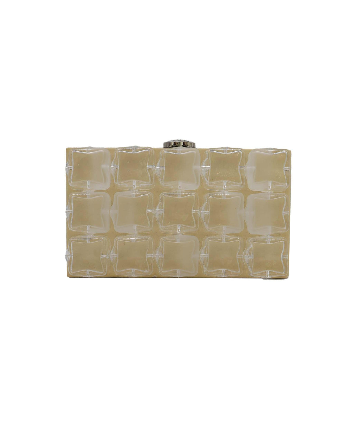 Chanel Ice Cube Clutch Bag Metallic silver Lambskin Silver hardware Series 14261040 DXBS3166