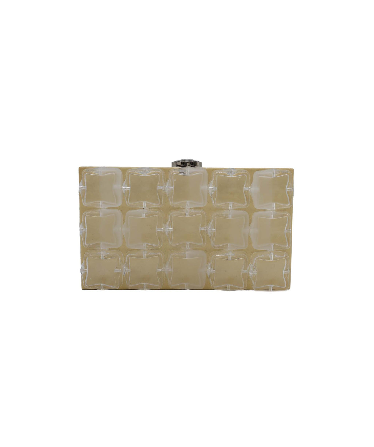 Chanel Ice Cube Clutch Bag Metallic silver Lambskin Silver hardware Series 14261040 DXBS3166