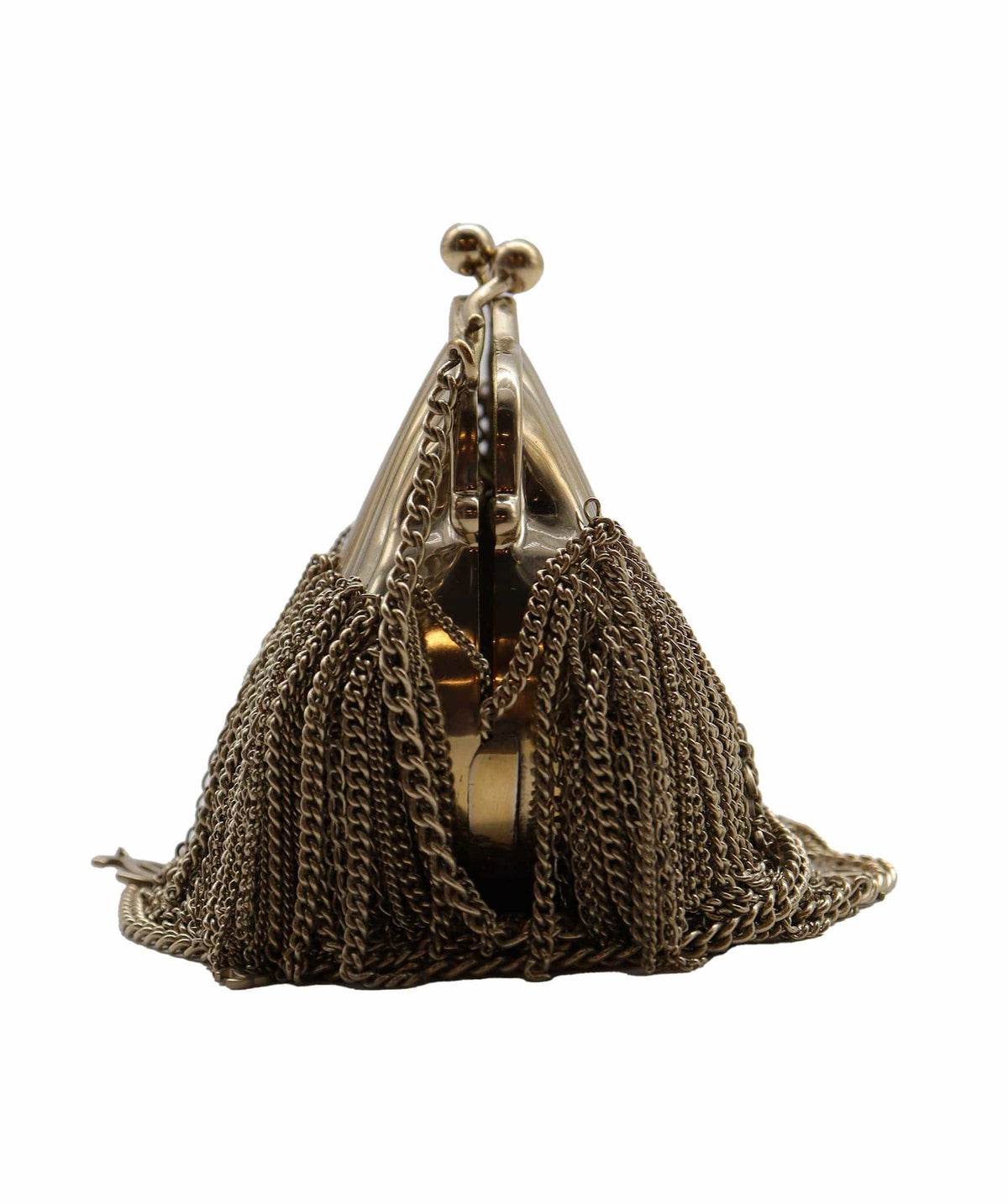 Chanel metal chain fringe seashell kiss lock clutch - DXBS2780