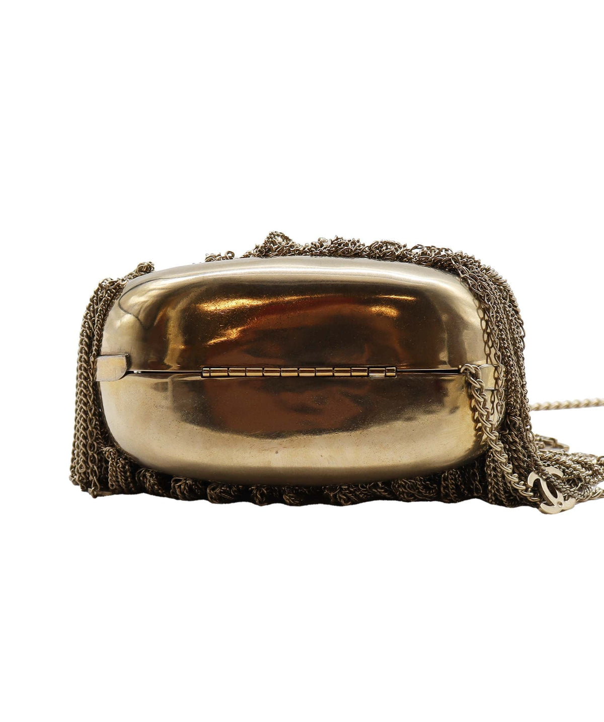Chanel metal chain fringe seashell kiss lock clutch - DXBS2780