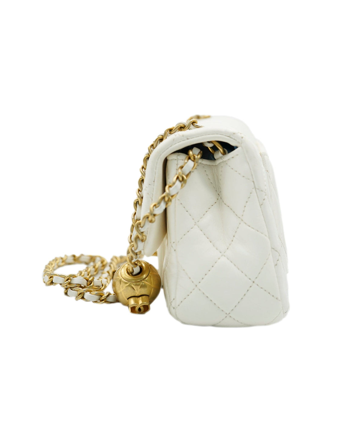 Chanel Mini Rectangle Flap White Lambskin Pearl Crush Matte GHW #31 DXBA0100